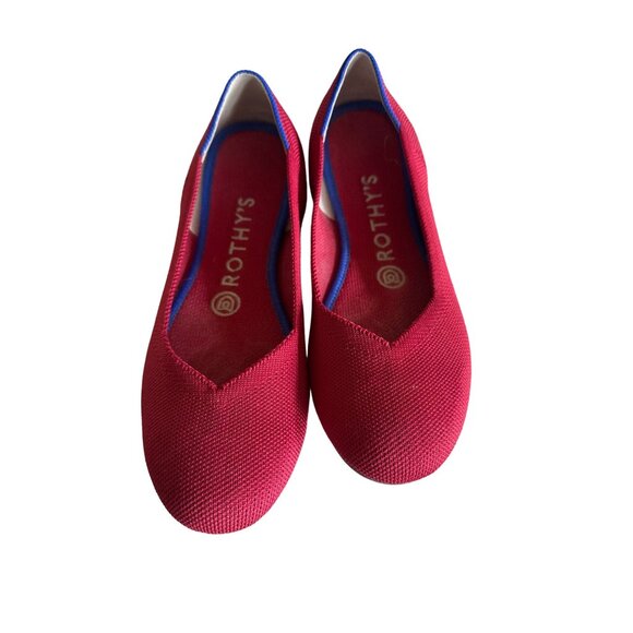 Rothys Womens Round Toe Flats 6.5 Solid Red Recycled Materials - Picture 1 of 6
